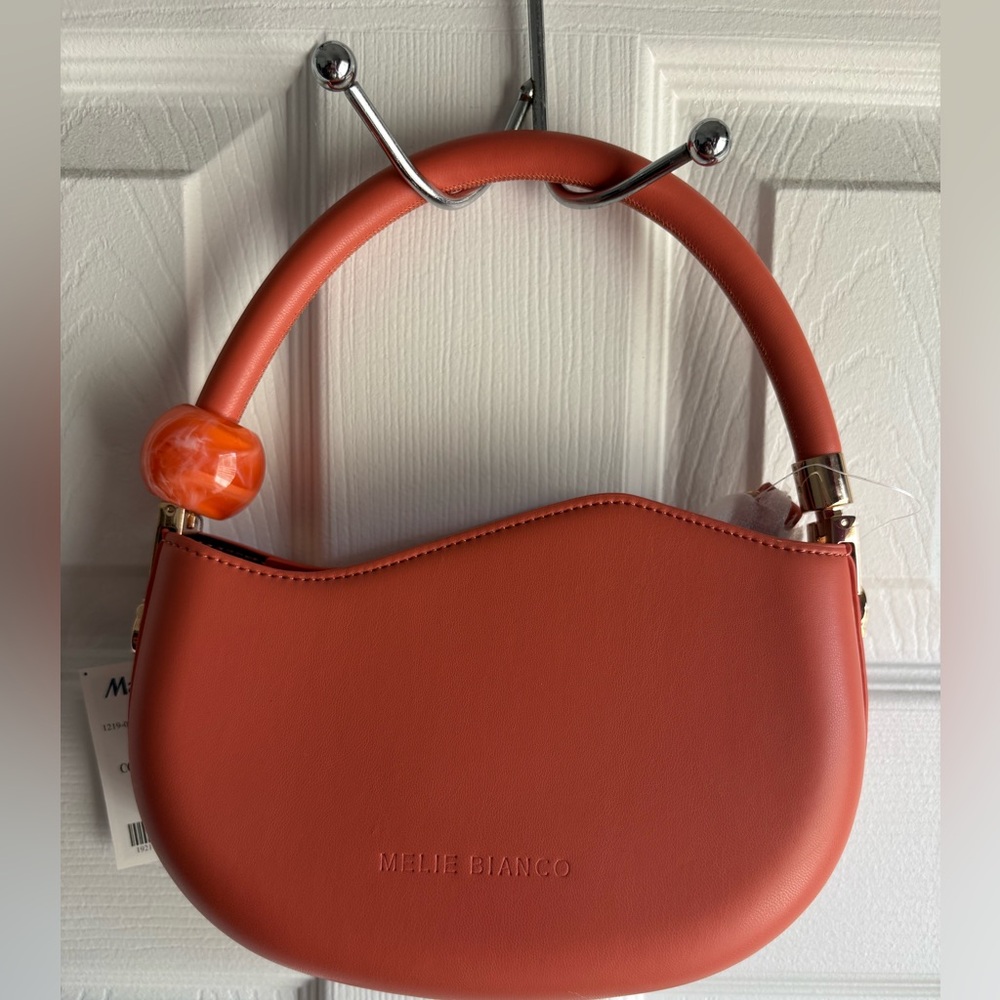 Melie Bianco Orange Crescent Top-Handle Shoulder Bag - Picture 2 of 2